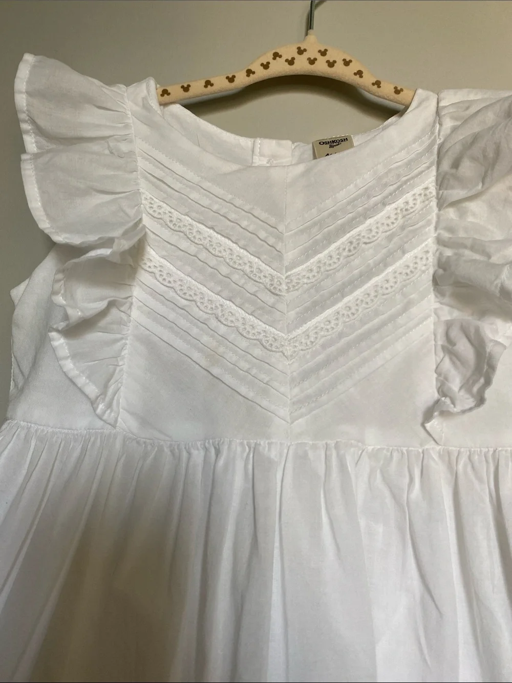 OshGosh B’gosh Girls White Ruffle Cotton Dress size 4T